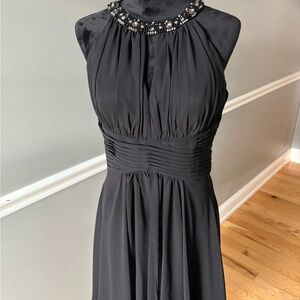 Eliza J Black Beaded Halter Dress